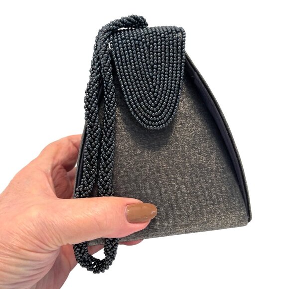 Bridal Formal Evening Hand Bag Purse Shoulder Clutch Beaded Strap Flap Closure - Picture 2 of 16